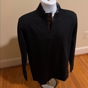 Sharp Lad Glenn Button Mock Neck Pullover Sweater in Coal Heather